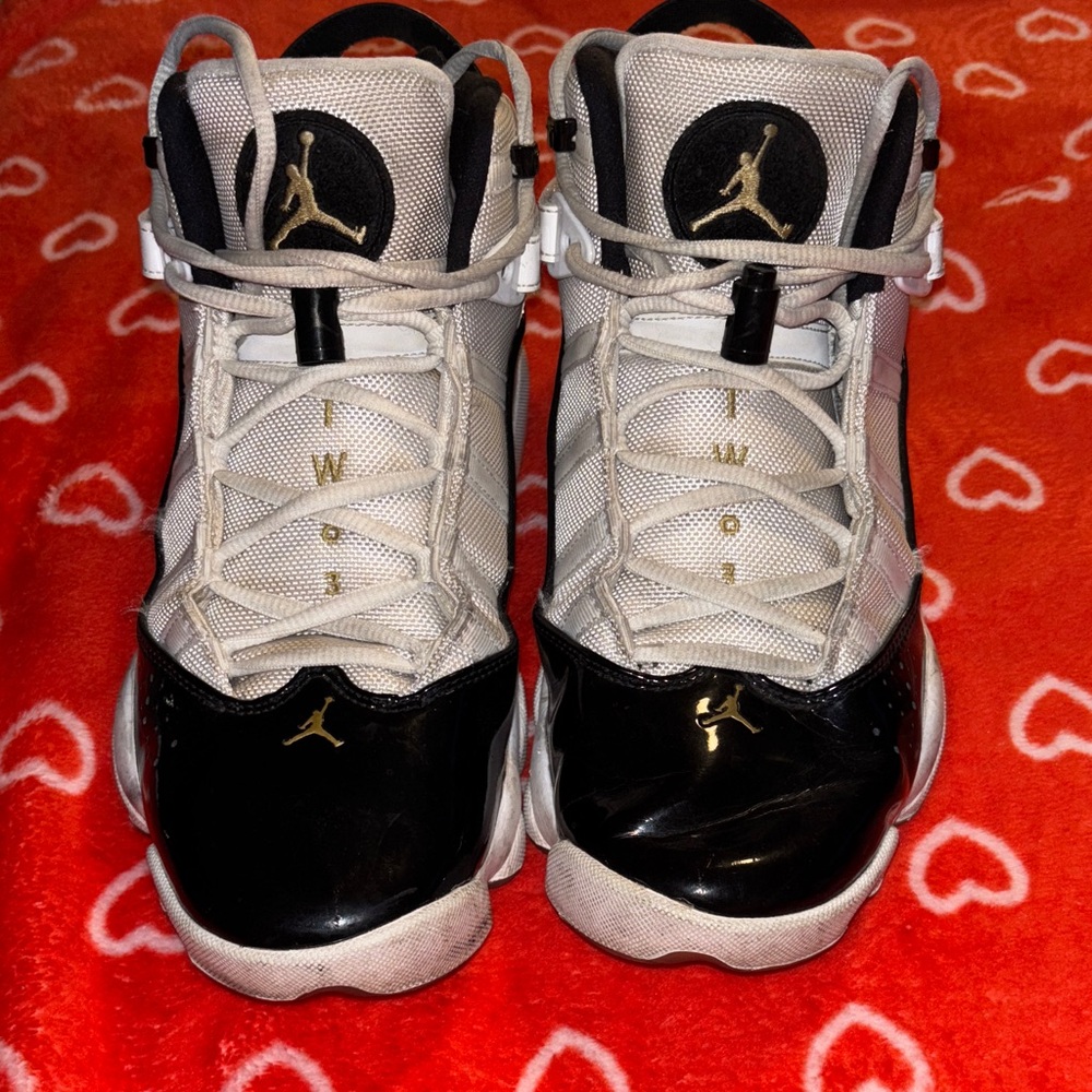 Jordan Black and Gold Athletic Shoes